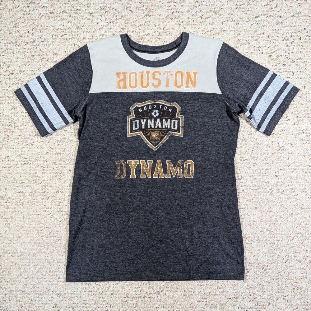 Retro Sport Houston Dynamo T-Shirt Mens 2XL Gray Bands Authentic MLS Soccer Tee